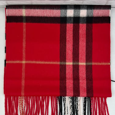 Burberry Giant Check Cashmere Scarf, Military Red, New W/ Tags