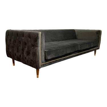 Modern Tufted Charcoal Velvet Sofa