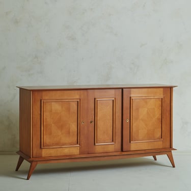 Wood Credenza with Parquetry Inlay in the Style of Jules Leleu, France 1940s