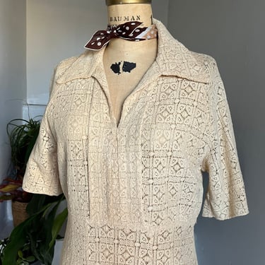 1930S Ecru Cotton Lace Dress 