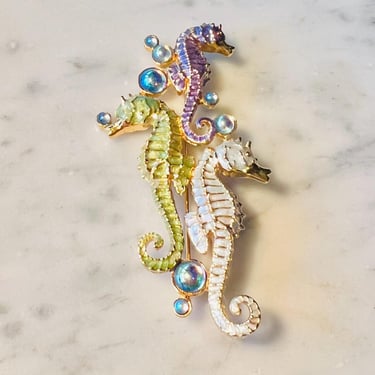 Bob Mackie Seahorse Brooch Bubbles Sea 