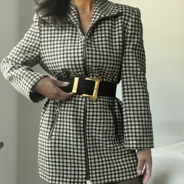 vintage wool boxy minimal zip up statement oversized blazer 