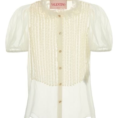 Valentino Garavani Women Ivory Chiffon Shirt