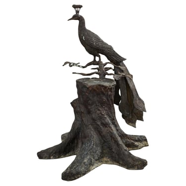 Maitland Smith Bronze Peacock Drinks Table Plant Stand Sculpture