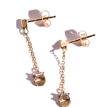 JENNIE KWON Baguette Half Moon Drop Earring