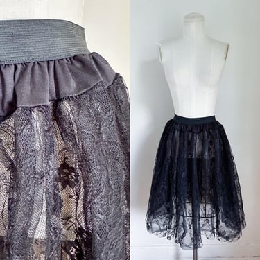 Vintage Black Lace Petticoat / Skirt // size M-L 