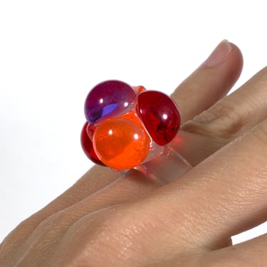 5 ICONIC Vintage 90s Maria Ayala Deee lite Lucite Statement Cube Ring 