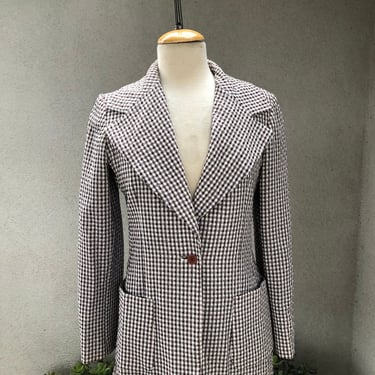 Vintage 70s mod brown white seersucker lined blazer jacket by John Hogan CA Sz Medium 