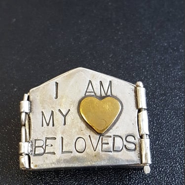 My Beloved Brooch~Hand Stamped Photo Locket/Pin~Sterling Silver 925 Artisan Jewelry~Valentines Day gift 