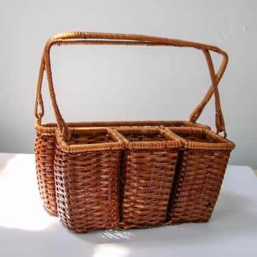Vintage Wicker Napkin & Utensil Holder