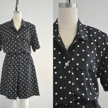 1990s Black Polka Dot Romper 