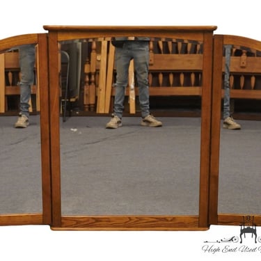 VINEYARD FURNITURE Solid Oak Early American Rustic Style 56″ Tri-View Dresser Mirror 