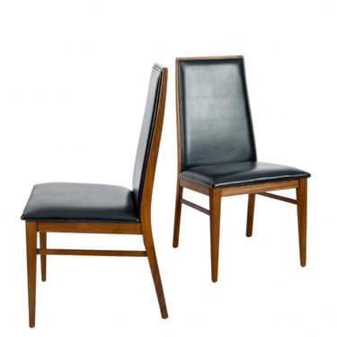 Set of 8 Oiled Walnut Frame Dining Chairs