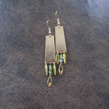 Crystal and gold chandelier earrings green 