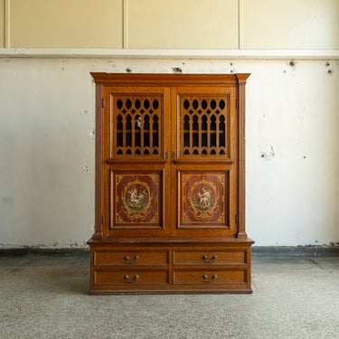 Masonic Quarter-Sewn Oak Cabinet