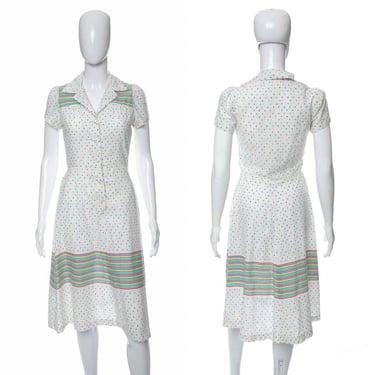 1980's Funfetti Stiped Cotton Summer Dress Size S