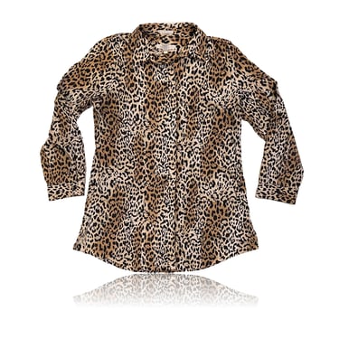 Leopard Top Front Button Up Tunic Blouse // Chico’s 