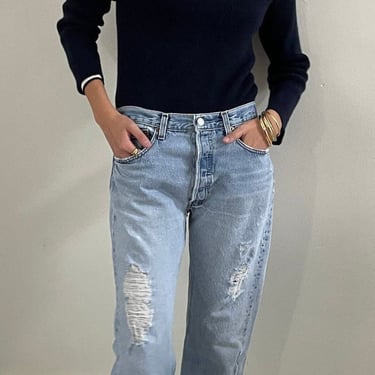 80s Levis 501 faded jeans / vintage light wash faded soft worn in holes high waisted button fly Levis 501 jeans | 30 x 31 size 6 