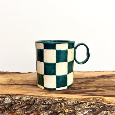 PREORDER Checkered Mug 14oz - Forest Green 