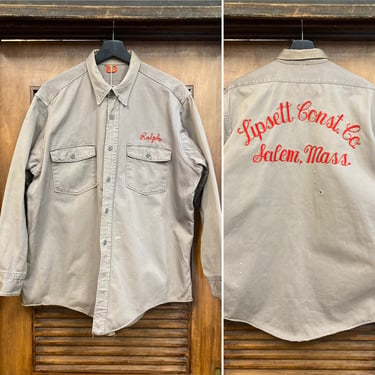 Vintage 1950’s “Dickies” Original Chainstitch Twill Workwear Shirt, 50’s Workwear, Vintage Chainstitch, Vintage Clothing 