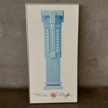 Vintage Frank Lloyd Wright Unity Temple Print 1989