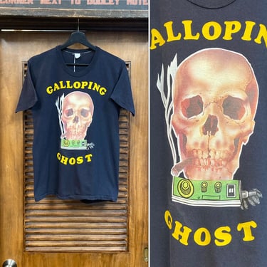 Vintage 1980’s Skull “Galloping Ghost” DJ Goth Punk Rocker Tee Shirt, 80’s T Shirt, 80’s Graphic Tee, Vintage Clothing 