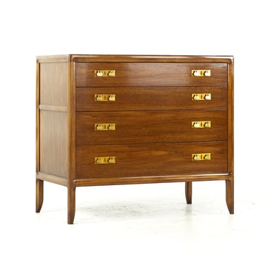 Mastercraft Mid Century Walnut and Brass Chest of Drawers - mcm 