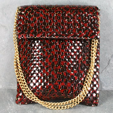 Vintage Whiting & Davis Metal Mesh Handbag | Tortoise Shell Look | Gold Toned Chain Snap Closure | In Original Box 