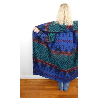 Wool Blanket Coat // wool boho hippie blanket dress jacket blouse southwest southwestern 70s 80s oversize // O/S 