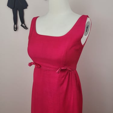 Vintage 1960's Magenta Maxi Dress / 60s Emma Domb Dress S 
