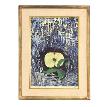 Tamami Shima Midcentury Modern Japanese Woodblock Print “Apple” signed L/E 
