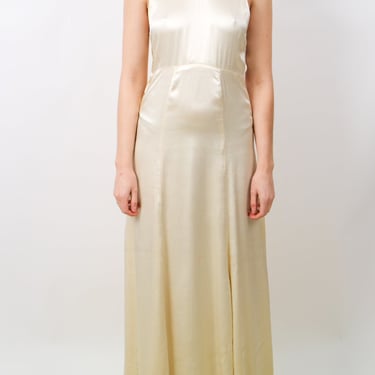 1930s White Ivory Silk Gown