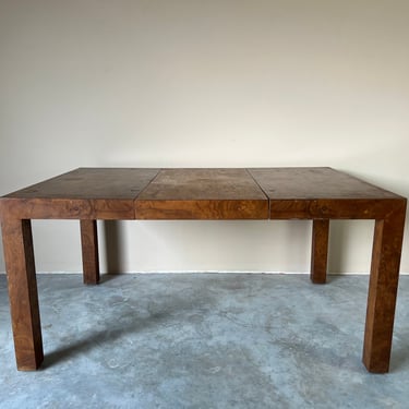 Mid-Century Modern Milo Baughman Parsons - Style Burl Wood Dining Table 