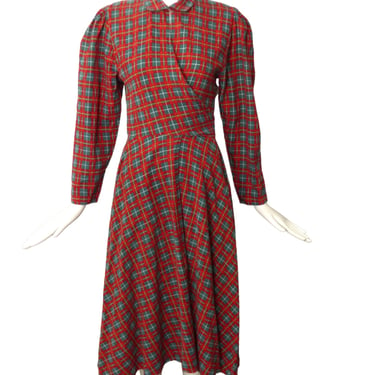 OMO NORMA KAMALI- 1980s Flannel Wrap Dress, Size 4