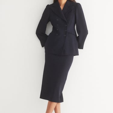 1990s Romeo Gigli Navy Skirt Suit