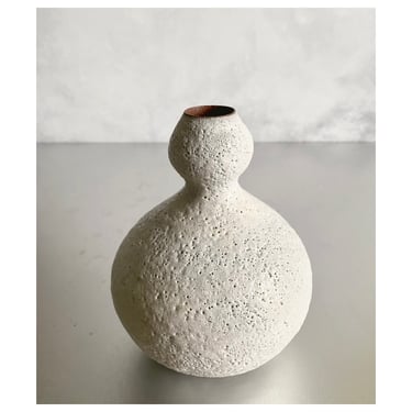 SHIPS NOW- Organic Shaped Stoneware Vase with Textural White Crater Glaze by Sara Paloma 