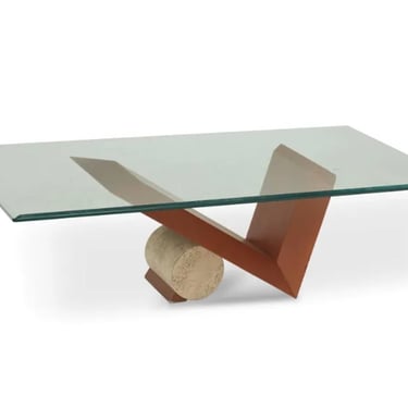 A postmodern coffee table with Traventine