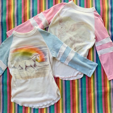 1970s Airbrushed Unicorn and Pegasus Tees - Size M