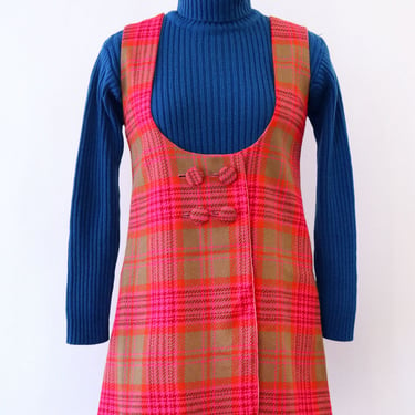 Electric Pink Plaid Mini Jumper M