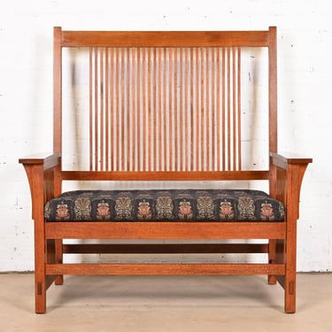 Stickley Mission Oak Arts &#038; Crafts Spindle Bench or Settee