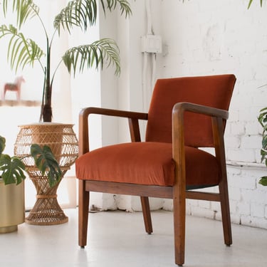 Rust Orange Velvet Accent Chair