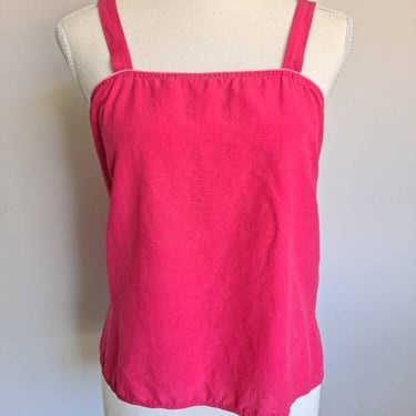 Vintage 1970's Hot Pink Linen Camisole Cropped Tank S-M 