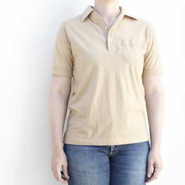 Vintage 70's Tan Polo / Collared T-shirt - Soft & Thin, Lightweight - Arrow Brand 