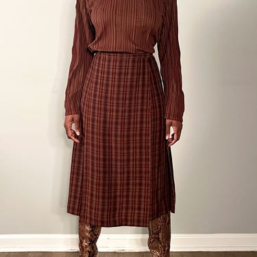 Saint Laurent Plaid Wool Skirt 