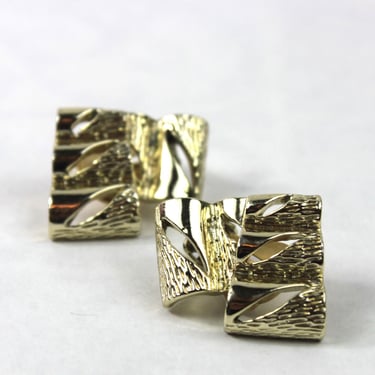 Henry Bogoff Bamboo Clip On Earrings Gold Vermeil 