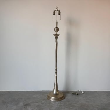 Diego Giacometti Style “Tête de Femme” Silver Leaf Floor Lamp 