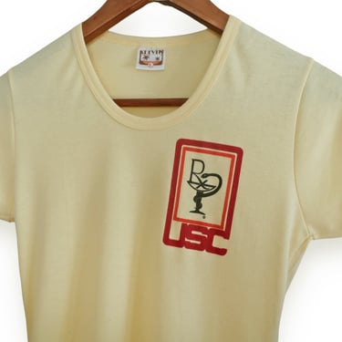 vintage USC shirt / 70s t shirt / 1970s USC School of Medicine baby doll ringer short sleeve t shirt Small 