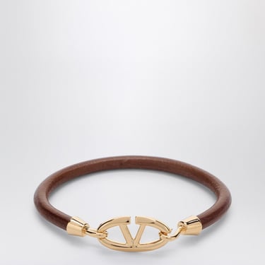 Valentino Garavani Vlogo Bracelet In Tobacco-Coloured Leather Women