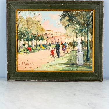 Vintage French Jardin Painting