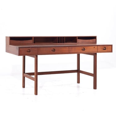 Peter Lovig Mid Century Danish Teak Flip Top Desk - mcm 